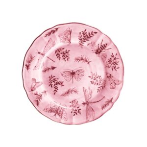 Arcucci - Sonia piatto frutta 22cm porcellana decoro con farfalle e fiori - 3 colori - Rosa