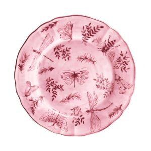 Arcucci - Sonia piatto piano 28cm porcellana decoro con farfalle e fiori - 3 colori - Rosa