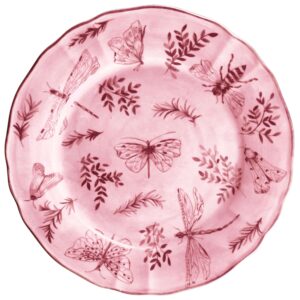 Arcucci - Sonia vassoio tondo 33cm porcellana decoro con farfalle e fiori - 3 colori - Rosa