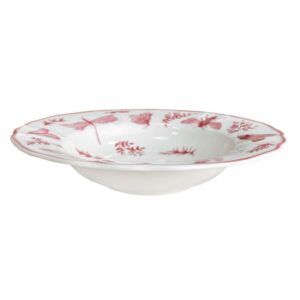 Arcucci - Sonia piatto fondo 23cm porcellana decoro con farfalle e fiori - 3 colori - Rosa