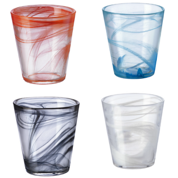 CAPRI - Set of 4 multicolored water glasses 37 cl