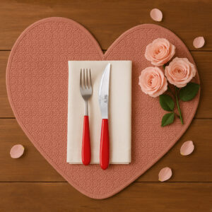 COPA&CIA - Tovaglietta Cuore Rosa in Cotone Naturale D.45CM